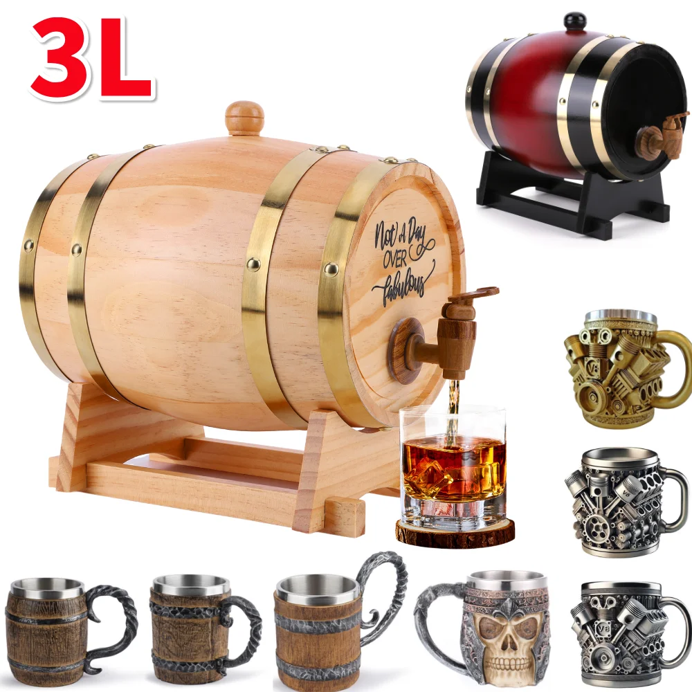 Wine Whiskey Beer - Barril de whisky de madera de