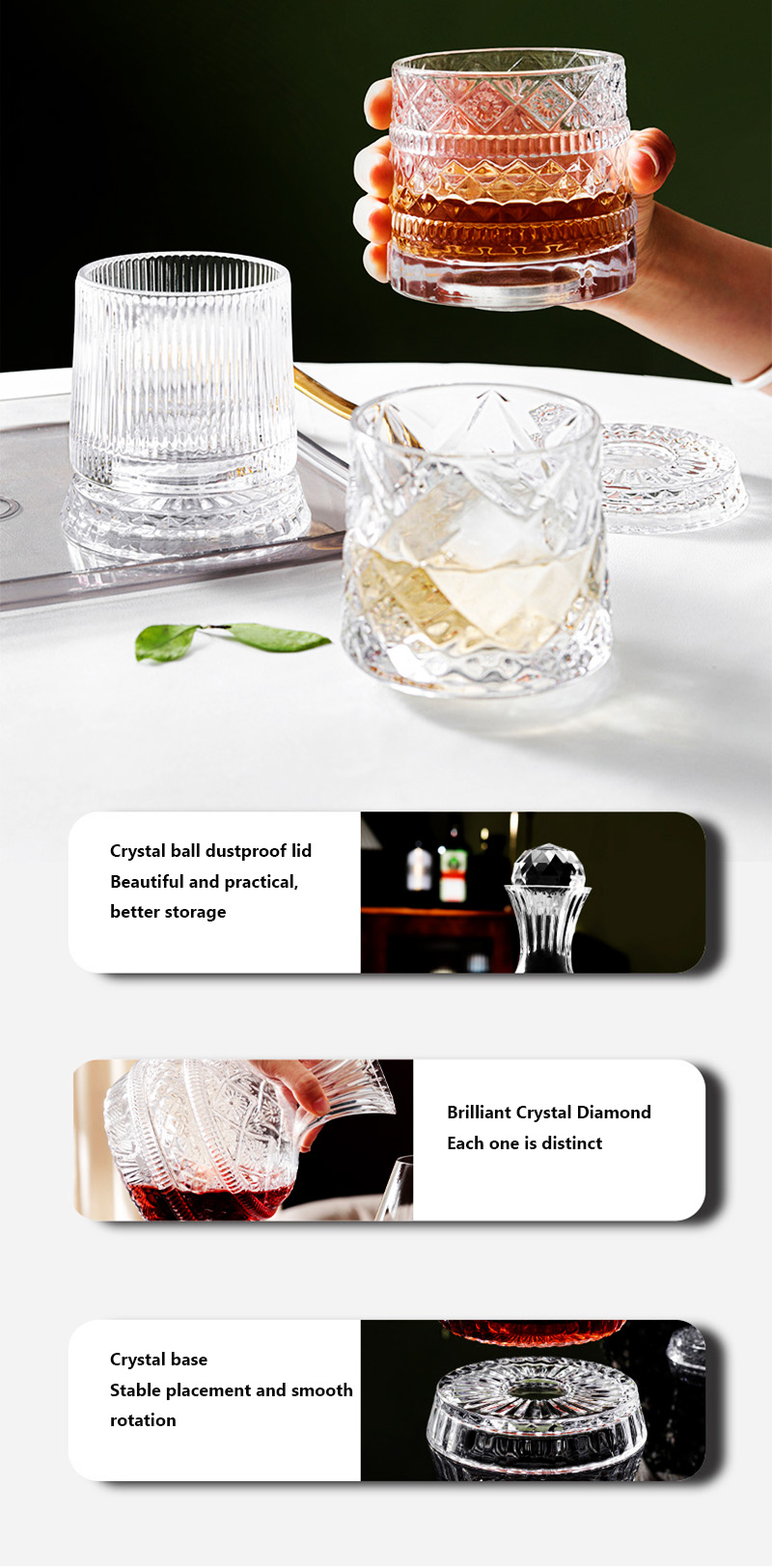 Decantador de vino giratorio D - Wine Whiskey Beer reseña y precio