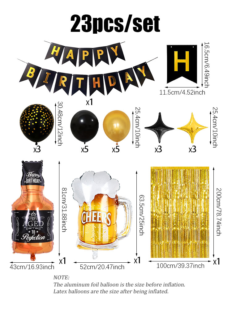 23 piezas/set de globos de alu - Wine Beer Whiskey Year reseña y precio